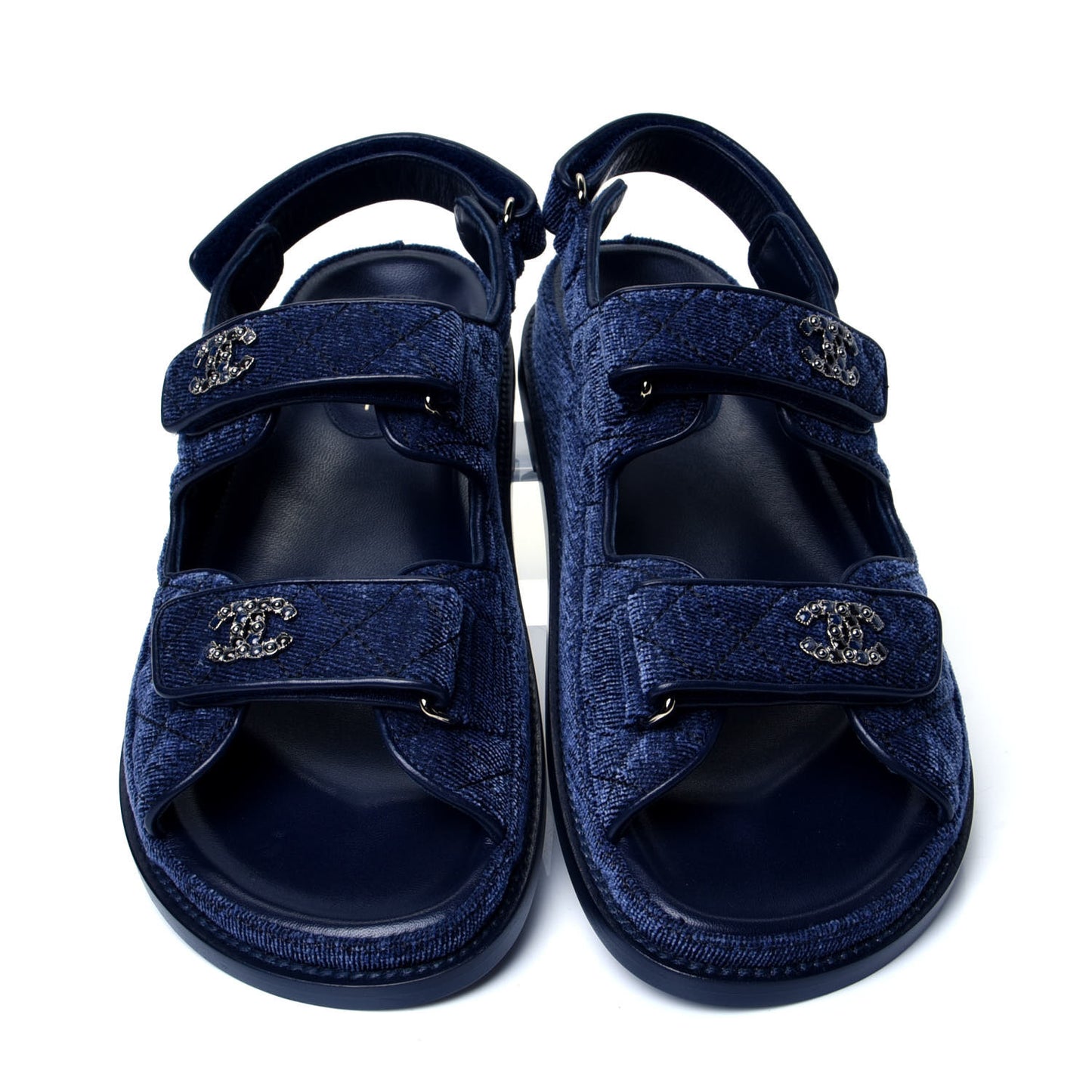 Velvet Velcro Dad Sandals 40 Blue
