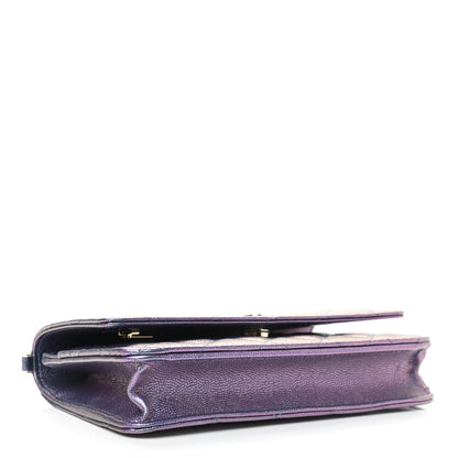 Chanel Iridescent Caviar Quilted Wallet On Chain WOC Dark Blue 4 of 10
