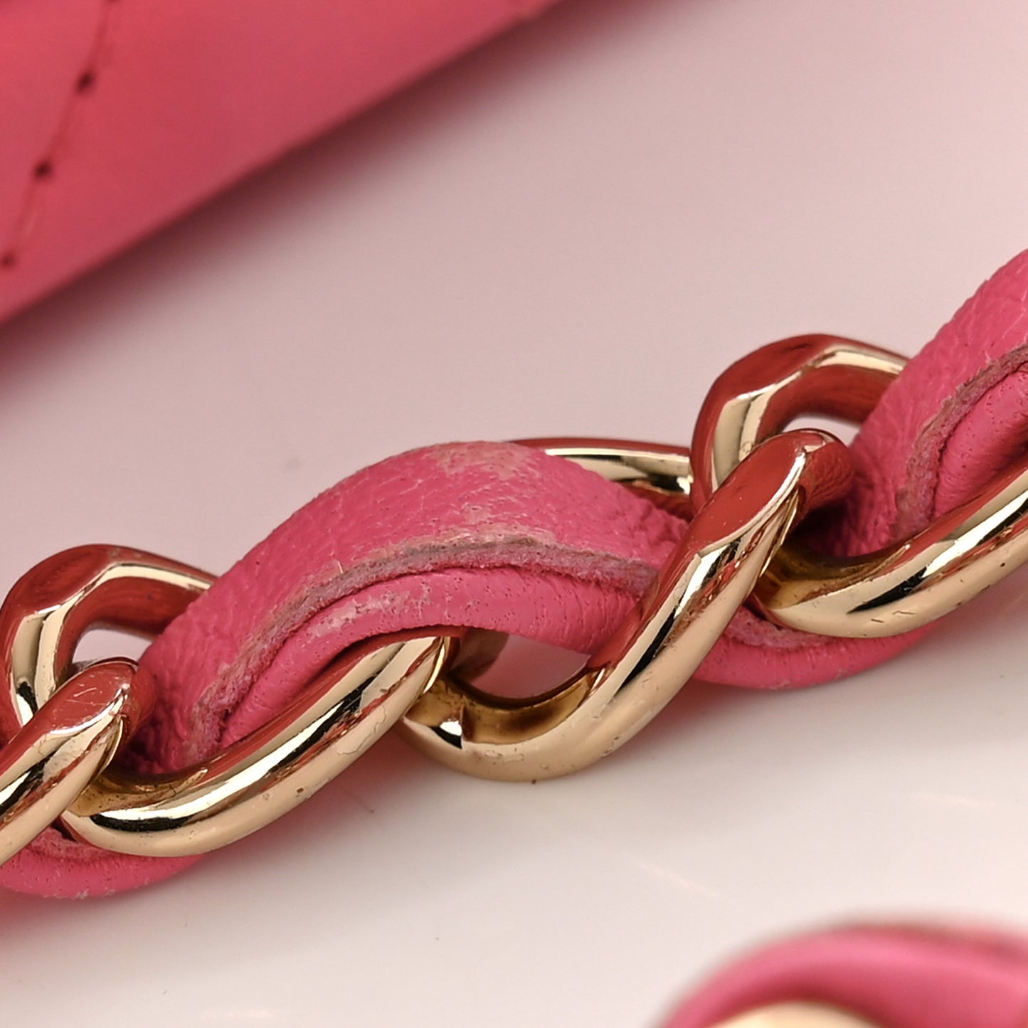 Lambskin Chevron Quilted Mini Rectangular Flap Fuchsia