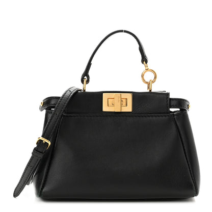 Fendi Nappa Micro Peekaboo Iconic Satchel Black 1 of 13