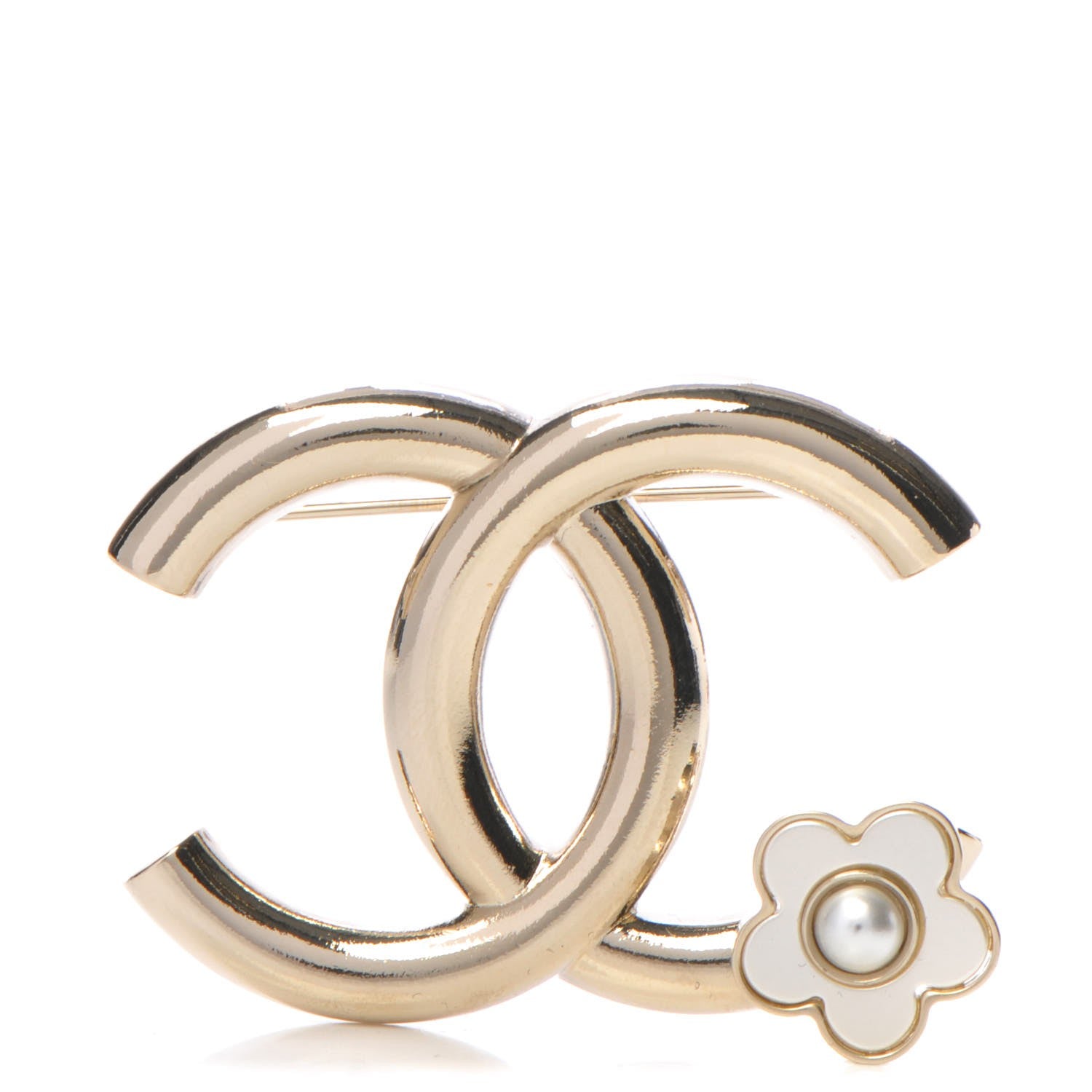 Chanel Metal CC Camellia Brooch Light Gold 1 of 5