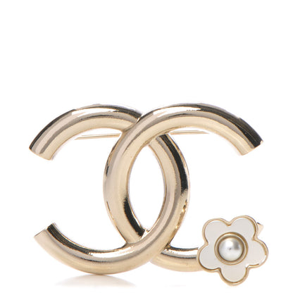 Chanel Metal CC Camellia Brooch Light Gold 1 of 5