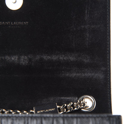 Saint Laurent Calfskin Crocodile Embossed Monogram Small Kate Tassel Satchel Black 11 of 12