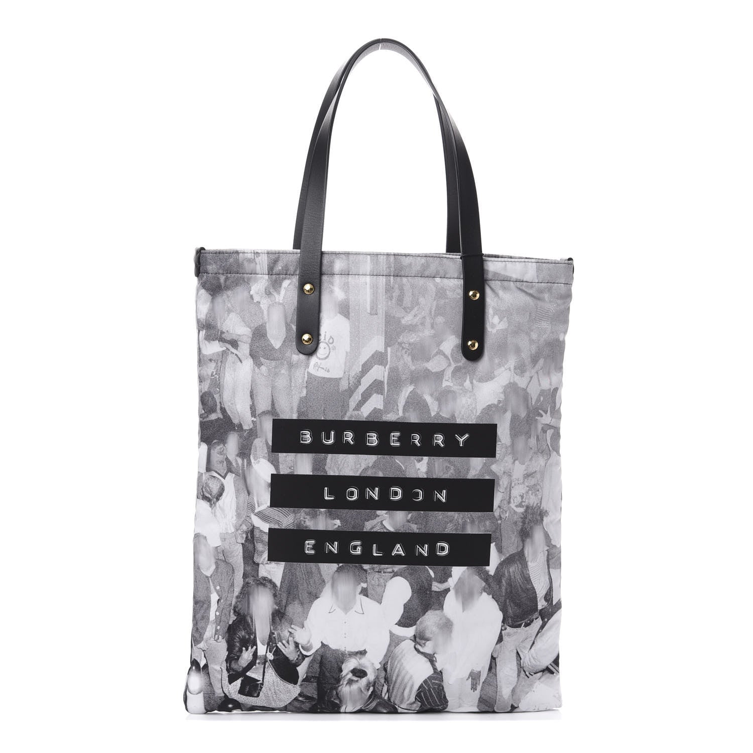 Burberry Nylon London Montage Print Flat Tote Bag Black 1 of 9