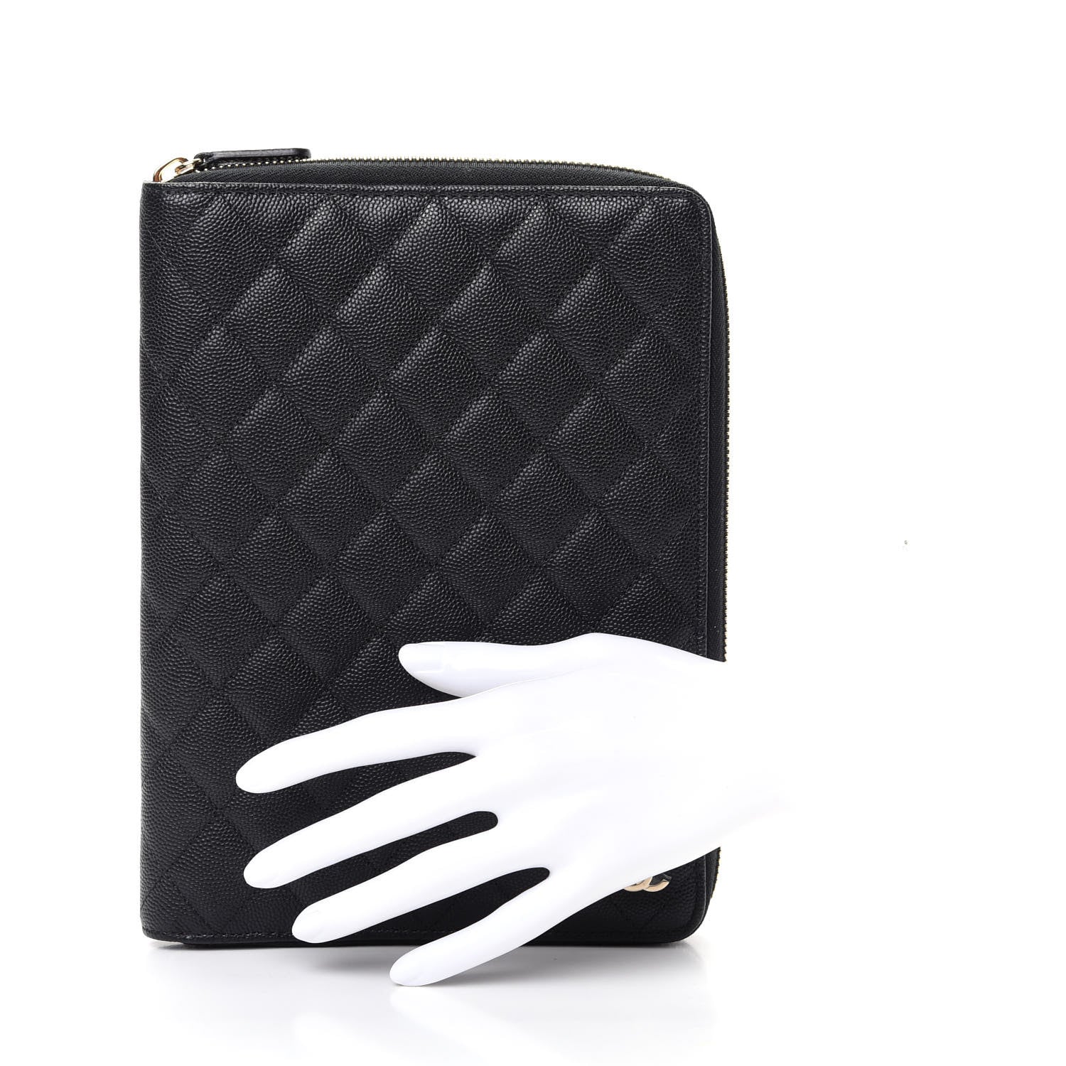 Chanel Caviar Quilted Zip Around Notebook Agenda Cover Black 2 of 10