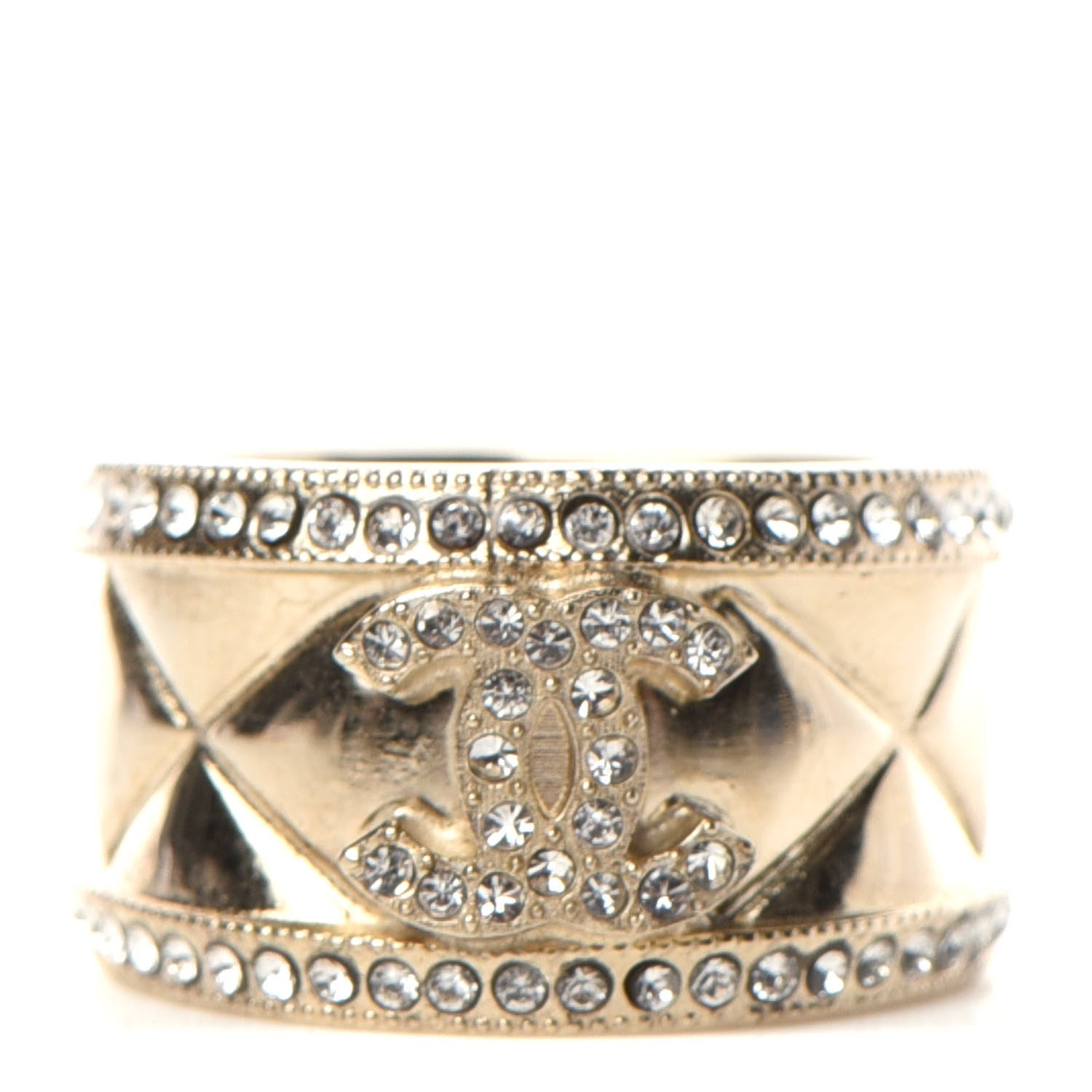Chanel Crystal CC Ring 52 6 Gold 1 of 5