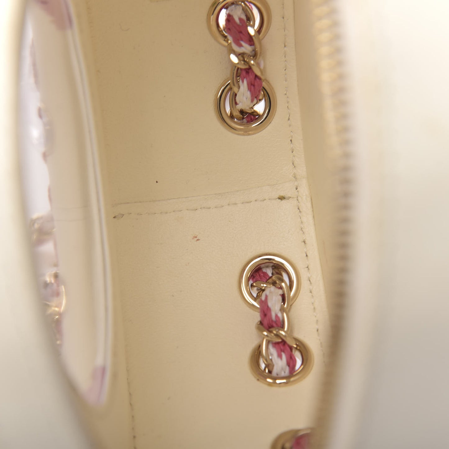 Lambskin Coco Lifesaver Round Bag Pink White
