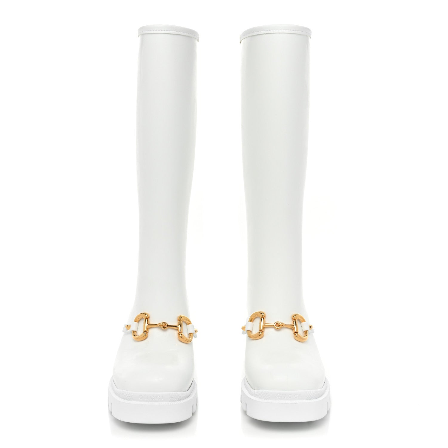 Gucci Rubber Horsebit Knee High Boots 39 Great White 2 of 8