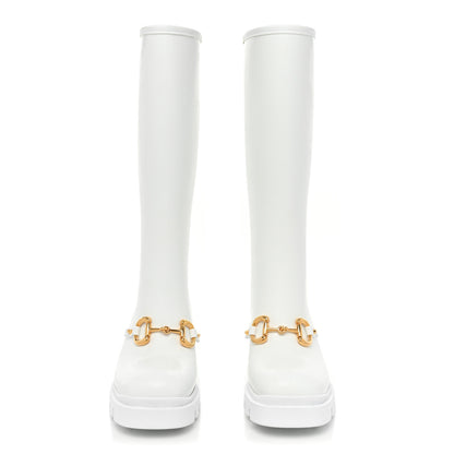 Gucci Rubber Horsebit Knee High Boots 39 Great White 2 of 8