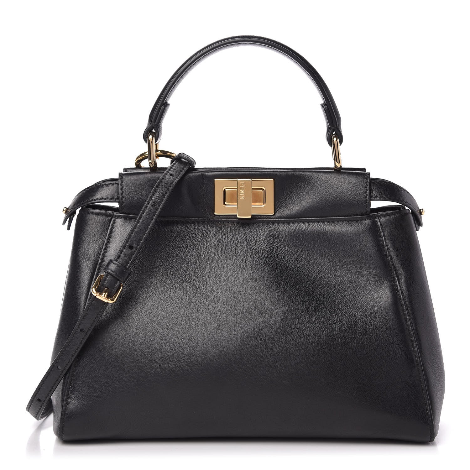 Fendi Nappa Mini Peekaboo Iconic Satchel Black 1 of 9