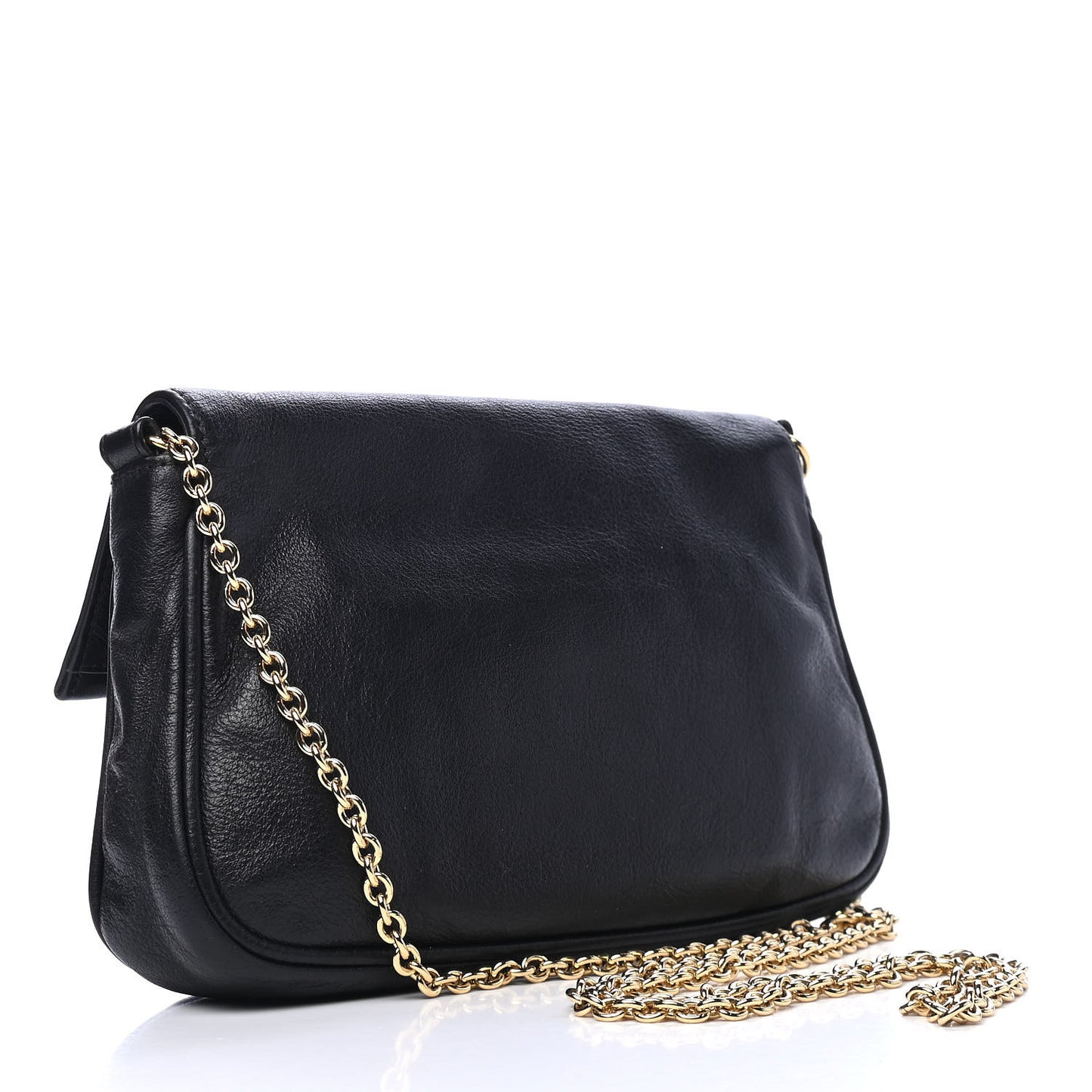 Vitello Flamingo Fendista Pouchette Crossbody Black