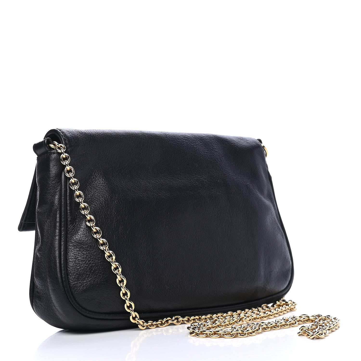 Fendi Vitello Flamingo Fendista Pouchette Crossbody Black 2 of 5
