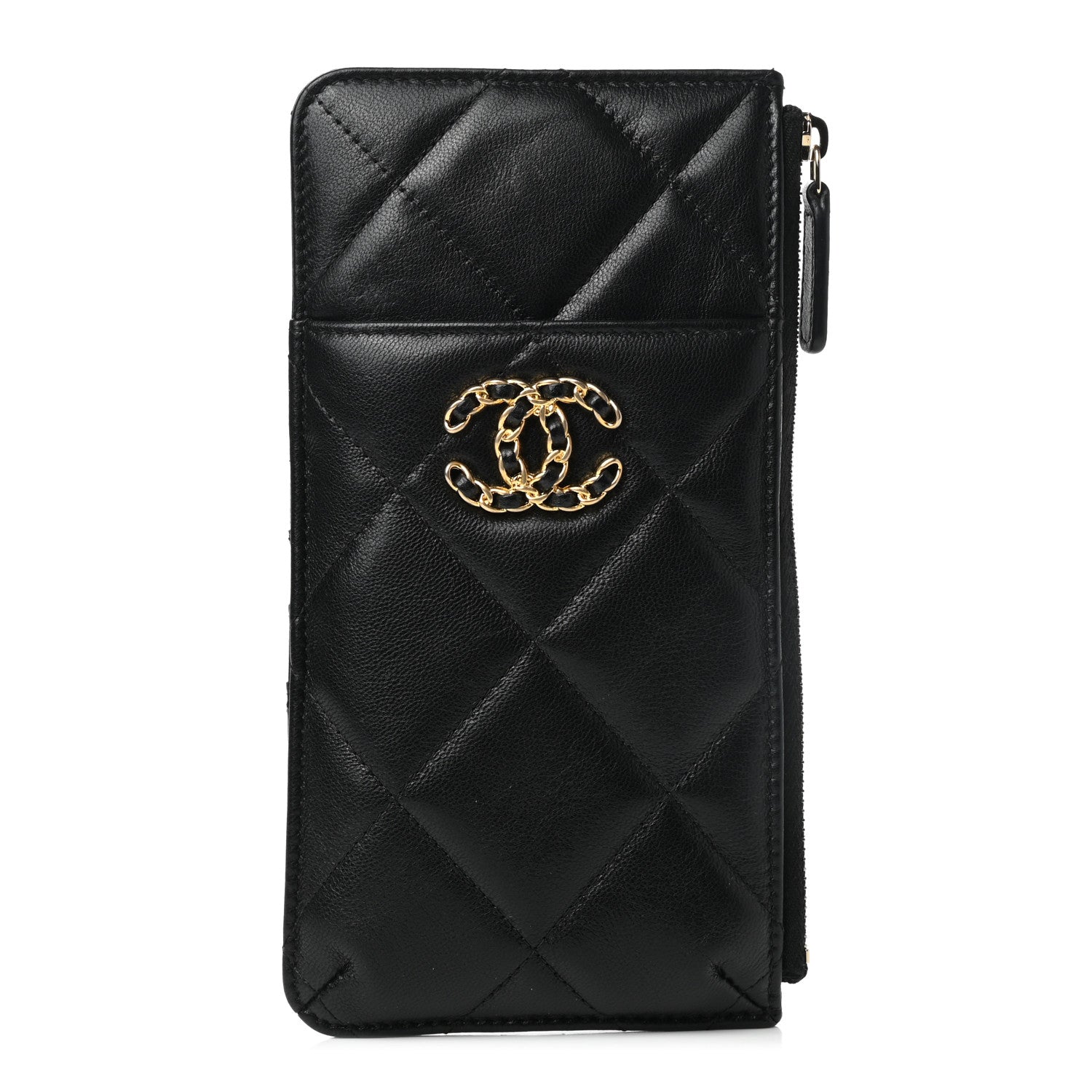 Chanel Lambskin Quilted Chanel 19 Phone and Card Holder Black 1 of 7