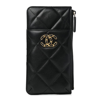Chanel Lambskin Quilted Chanel 19 Phone and Card Holder Black 1 of 7