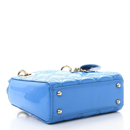 Christian Dior Patent Cannage Mini Lady Dior Blue 5 of 14