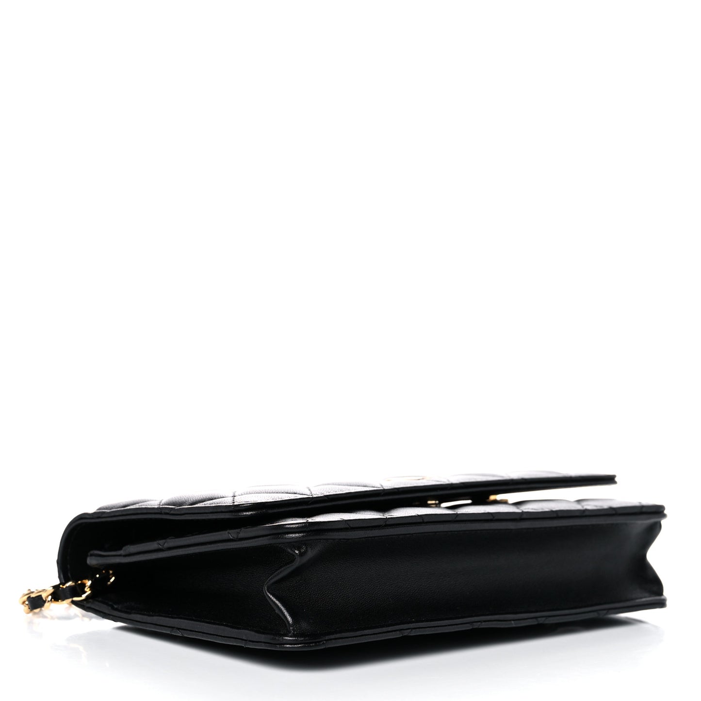 Lambskin Quilted Wallet On Chain WOC Black