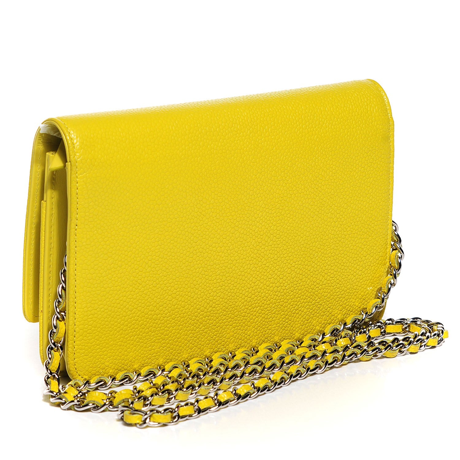 Chanel Caviar Timeless CC Wallet On Chain WOC Yellow 3 of 9