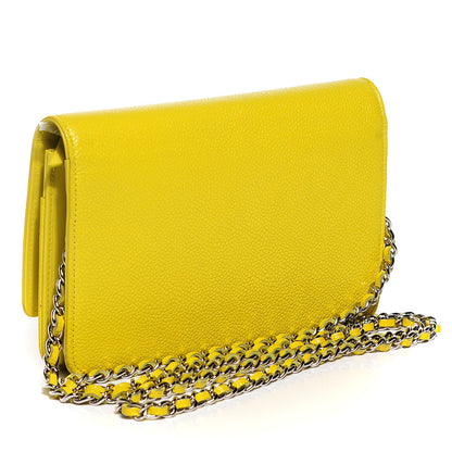 Chanel Caviar Timeless CC Wallet On Chain WOC Yellow 3 of 9