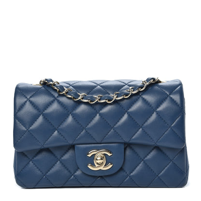 Chanel Lambskin Quilted Mini Rectangular Flap Blue 1 of 13