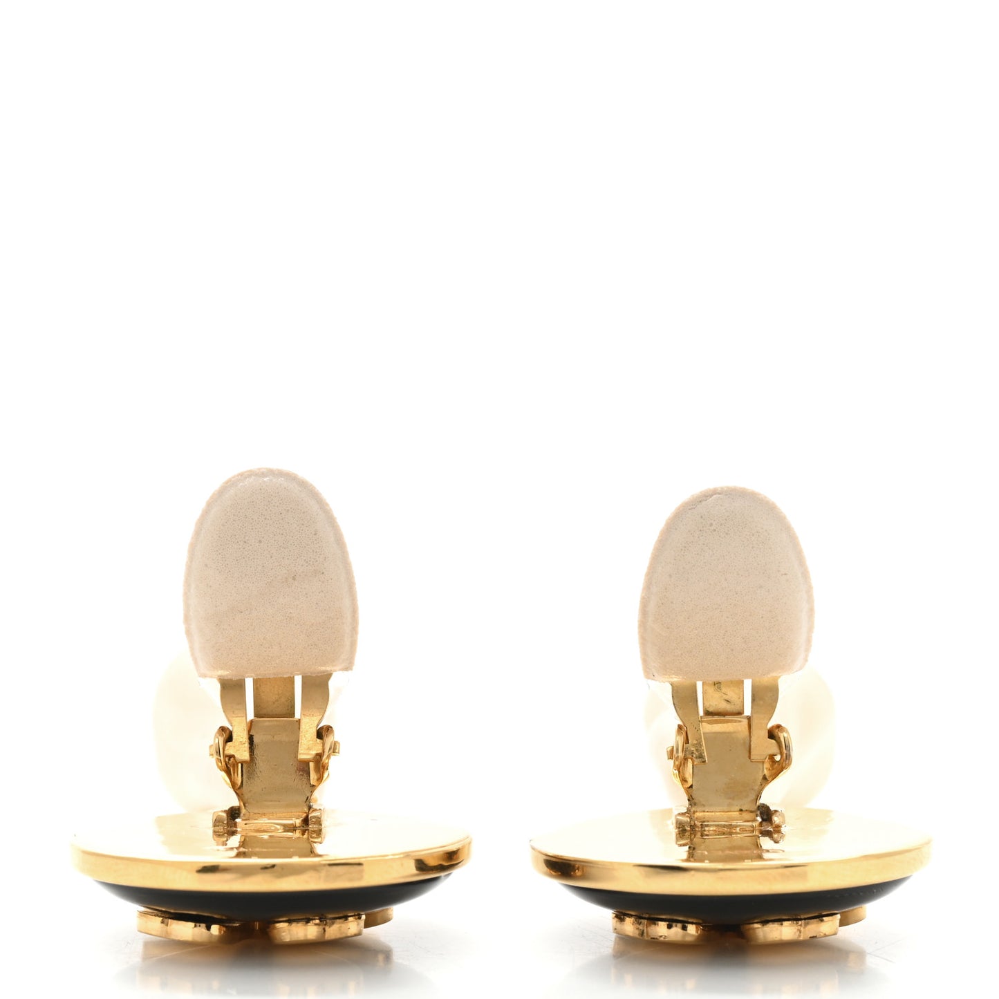 Pearl Resin CC Clover Clip On Earrings Gold