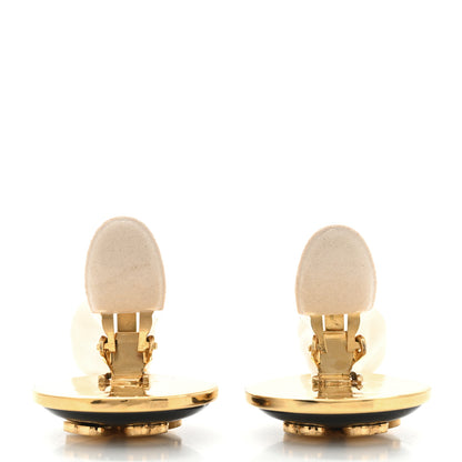 Chanel Pearl Resin CC Clover Clip On Earrings Gold 3 of 5