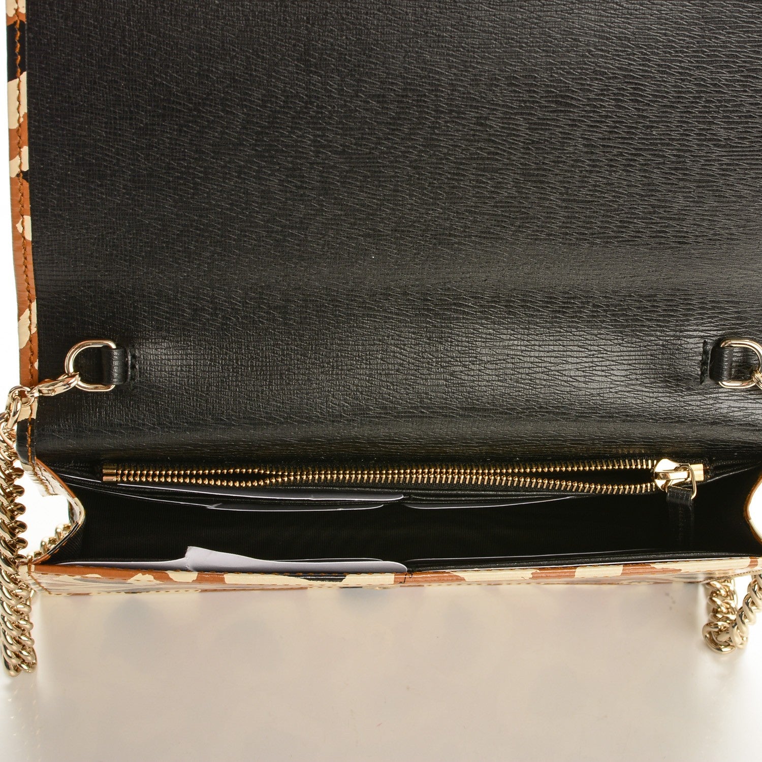 Gucci Patent Leopard Print Betty Chain Wallet Tobacco Black 5 of 6