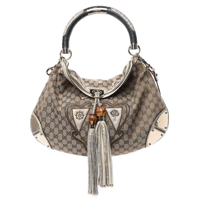 Gucci Monogram Large Crest Patchwork Embroidered Indy Top Handle Bag 1 of 11