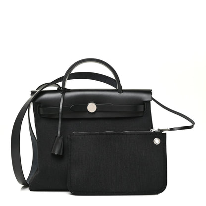 Hermes Military Toile Vache Hunter Herbag Zip PM 31 Black 1 of 11
