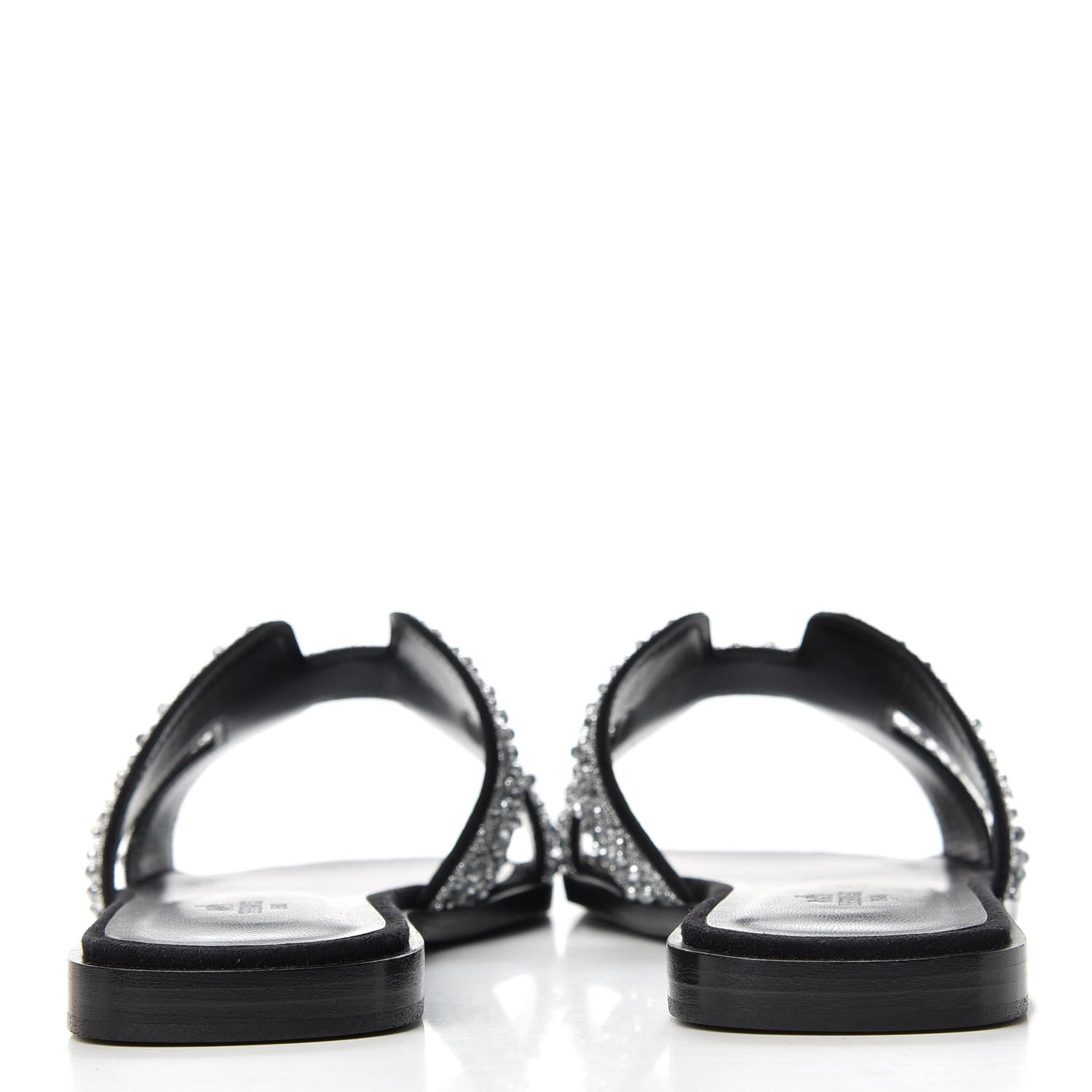 Hermes Goatskin Crystal Oran Sandals 38.5 Black 7 of 10