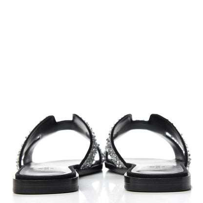 Hermes Goatskin Crystal Oran Sandals 38.5 Black 7 of 10