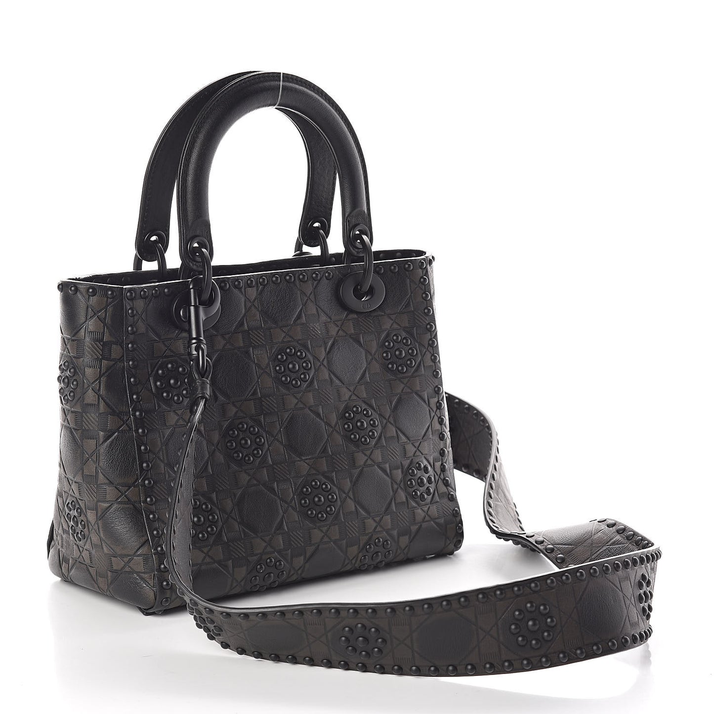 Lambskin Studded Matte Cannage Medium Lady Dior So Black