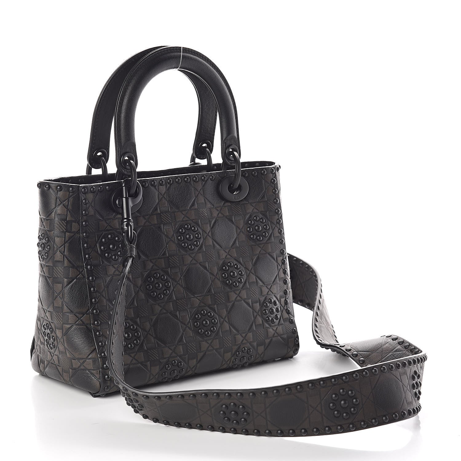 Christian Dior Lambskin Studded Matte Cannage Medium Lady Dior So Black 3 of 9