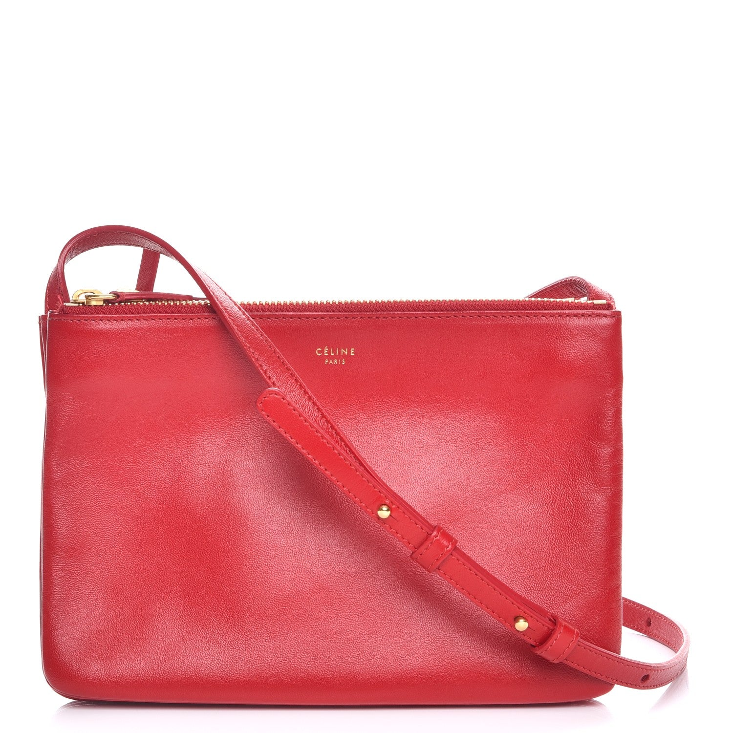 Celine Lambskin Small Trio Crossbody Bag Red 1 of 10
