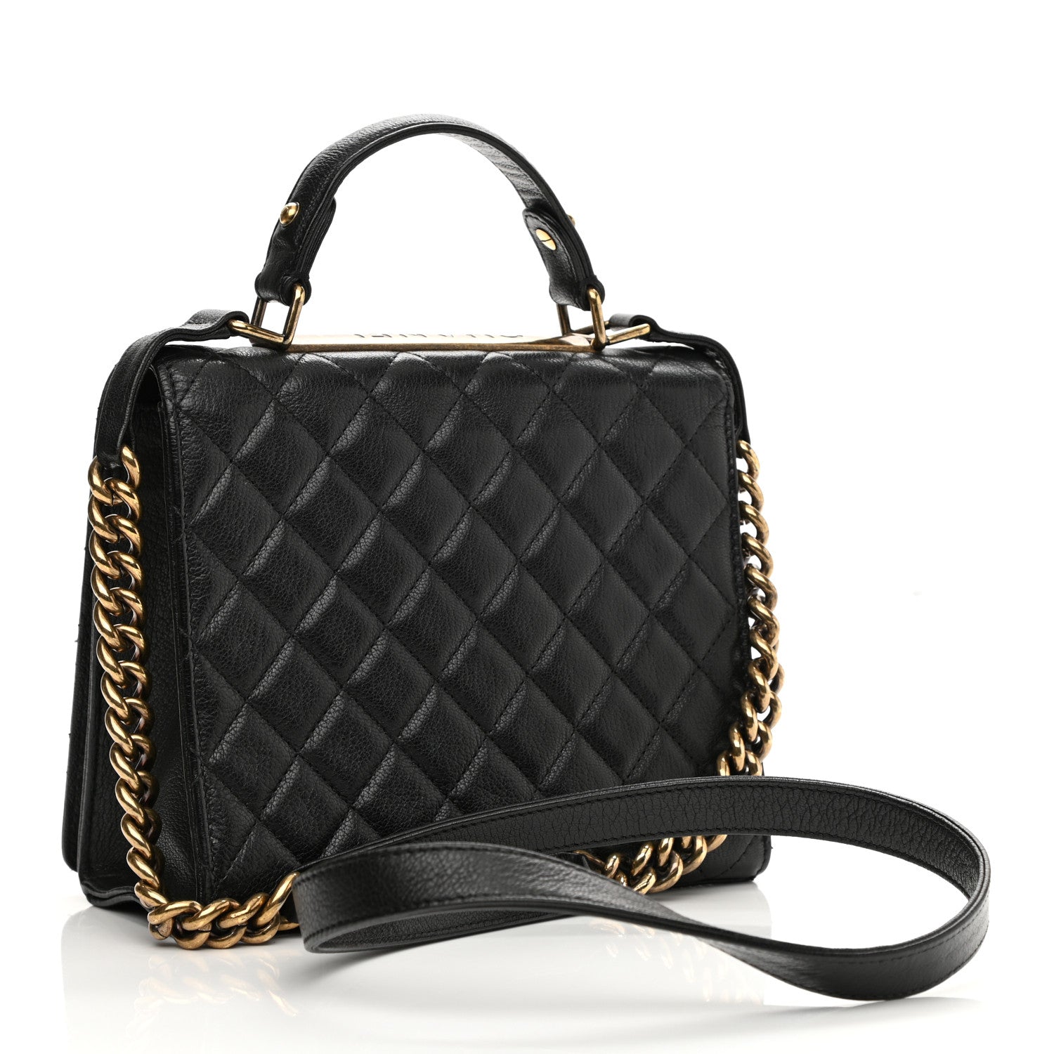 Chanel Goatskin Quilted Large Rita Top Handle Flap Black 2 of 15