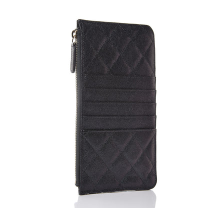 Chanel Iridescent Caviar Quilted Classic Flat Wallet Pouch Black 3 of 8
