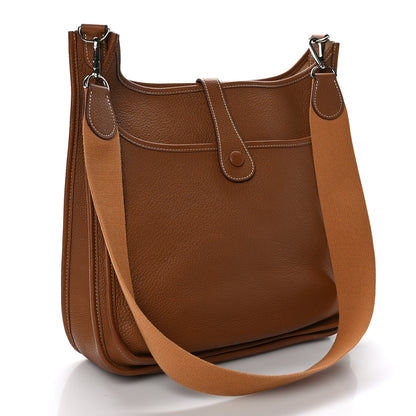 Hermes Taurillon Clemence Evelyne II GM Gold 3 of 9