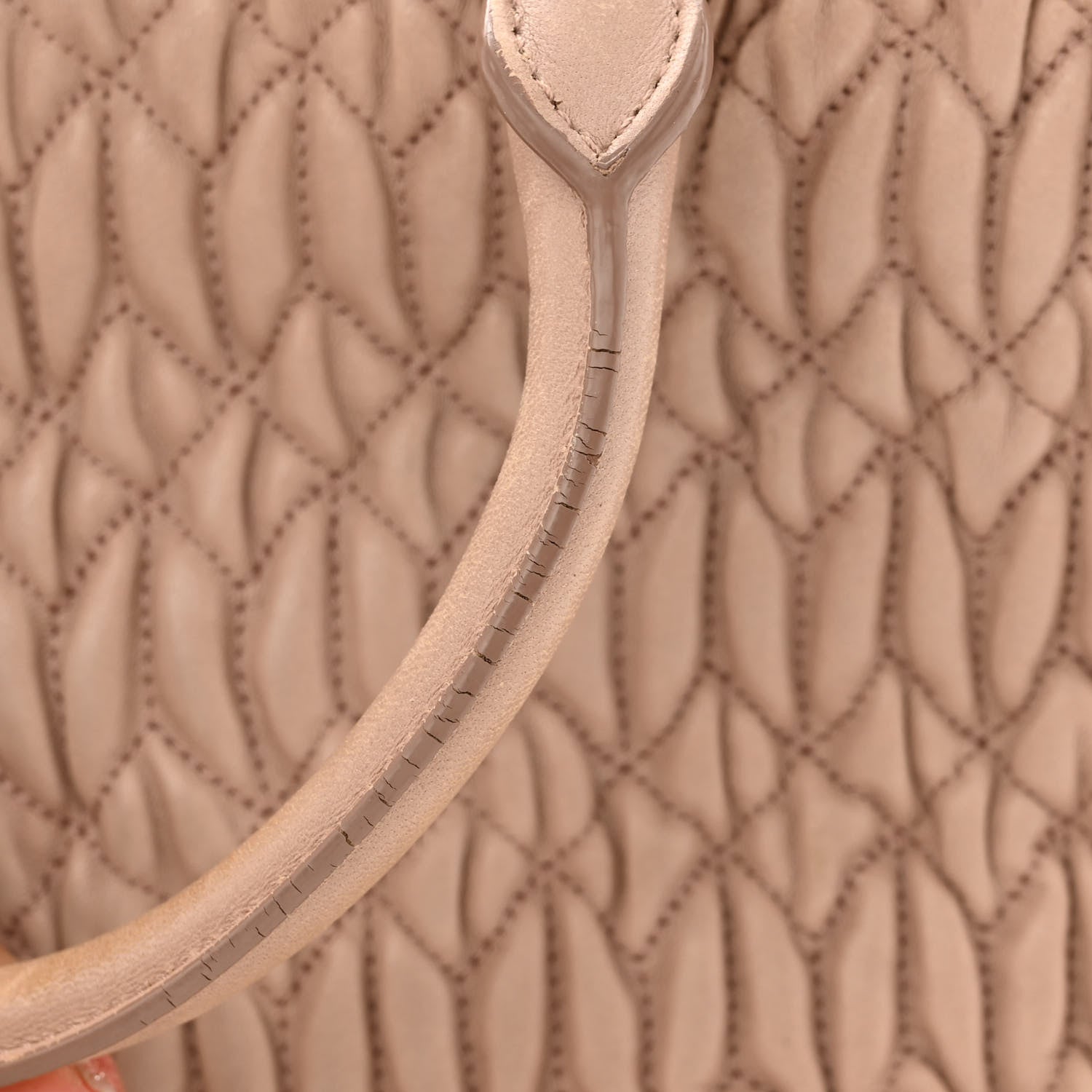 Miu Miu Nappa Matelasse Swarovski Crystal Tote Cammeo 13 of 14