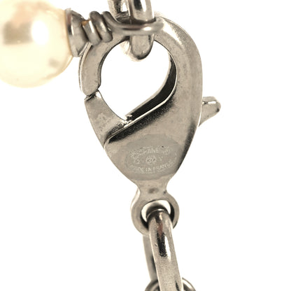 Chanel Crystal Pearl CC Long Necklace Silver 5 of 5