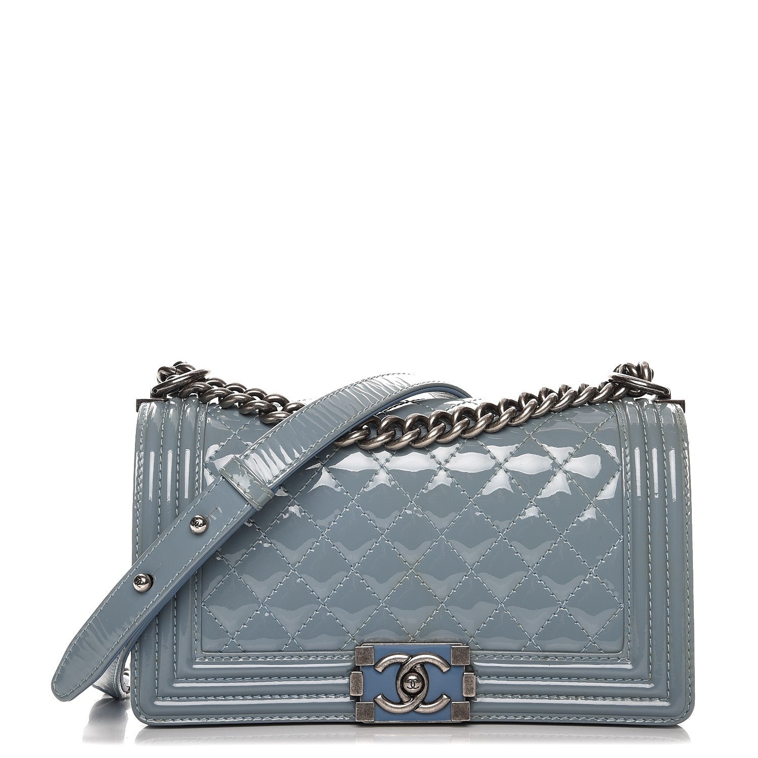Chanel Patent Calfskin Medium Boy Flap Light Blue 1 of 11