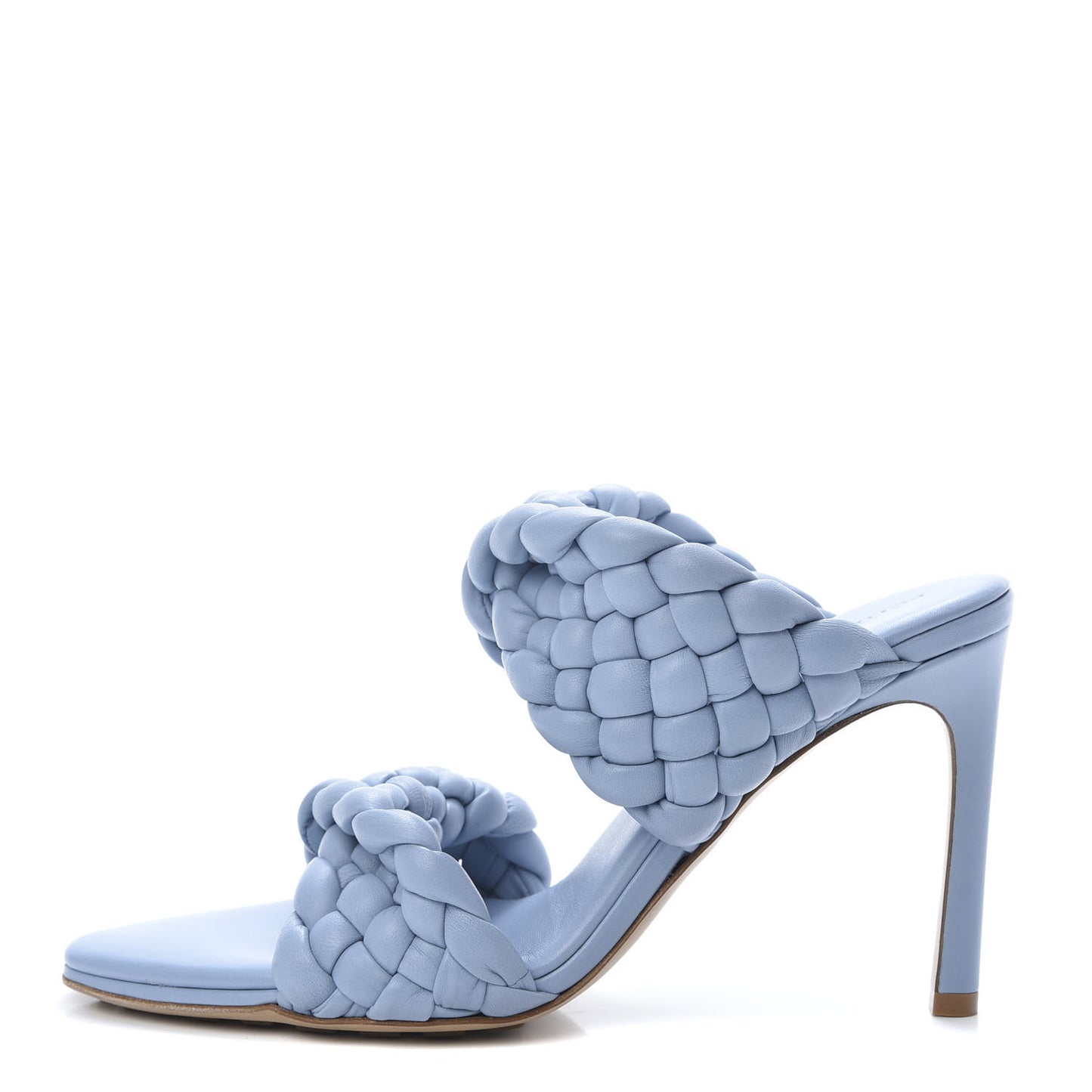 Nappa Twisted Padded Intrecciato Curve Slide Sandals 38.5 Ice