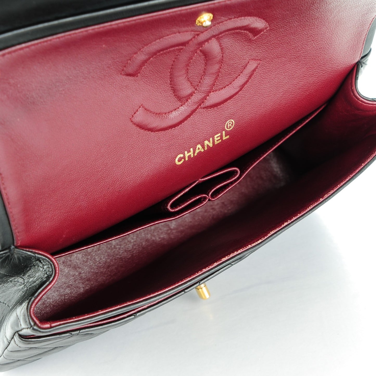 Lambskin Quilted Medium Double Flap Black