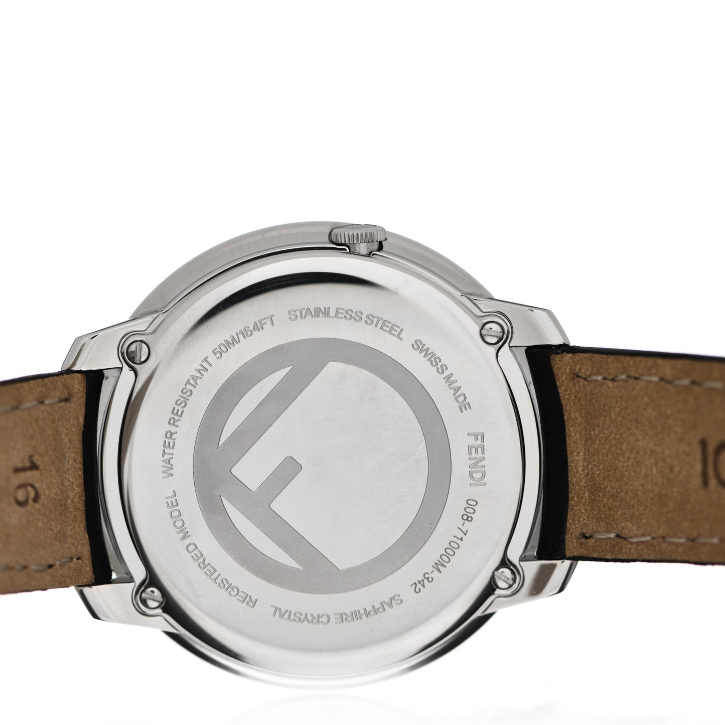 Stainless Steel Calfskin Diamond 36mm Fendi Run Away Quartz Watch Black