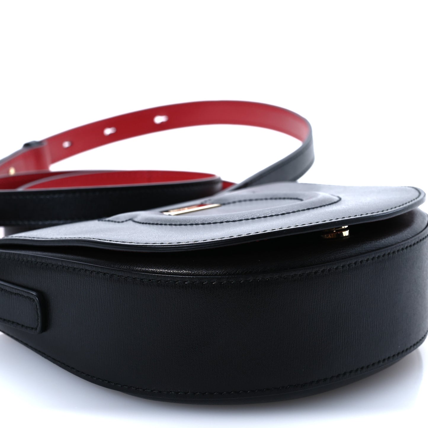 Calfskin Gancio City Saddle Bag Black