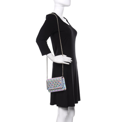 Chanel Iridescent Goatskin Quilted Wallet On Chain WOC Silver 2 of 12