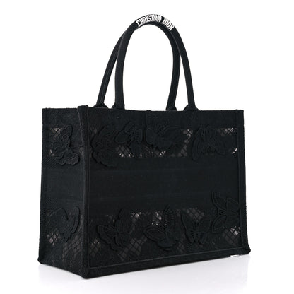 Christian Dior Embroidered 3D Macrame D-Lace Butterfly Medium Book Tote Black Multicolor 3 of 10