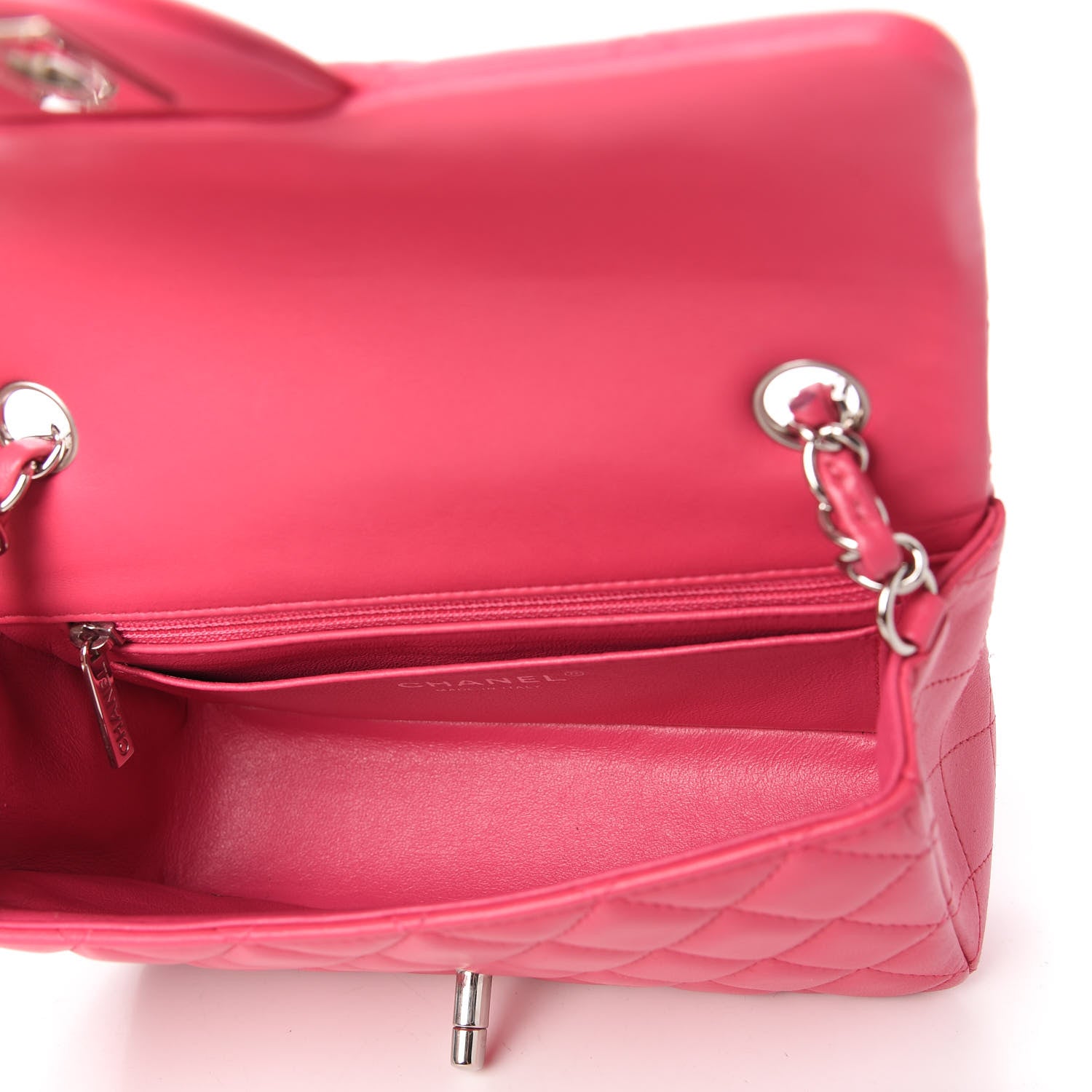Chanel Lambskin Quilted Mini Rectangular Flap Dark Pink 5 of 10