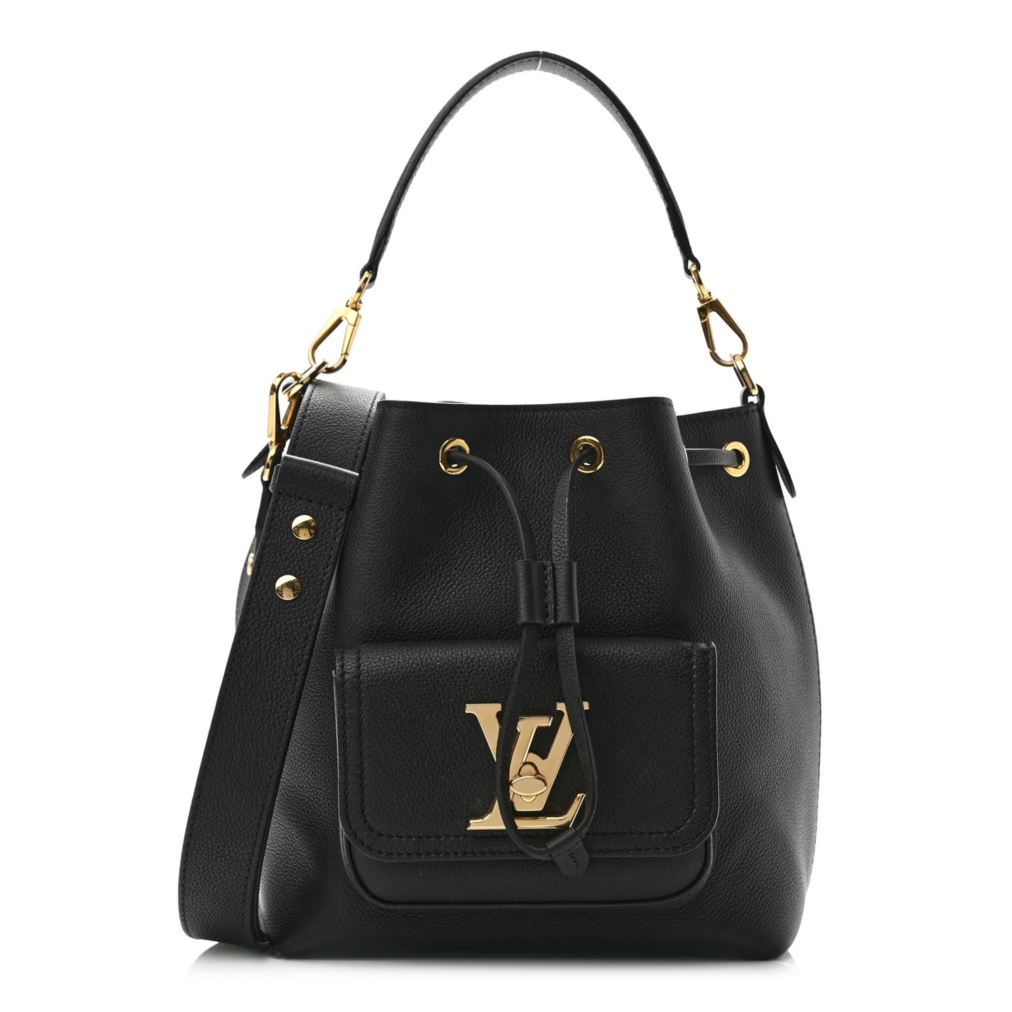 Calfskin Lockme Bucket MM Black