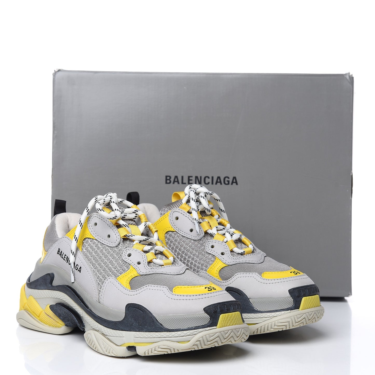 Fabric Mesh Womens Triple S Sneakers 39 Yellow Grey White