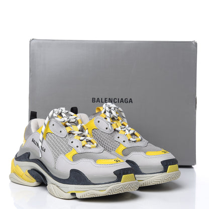Balenciaga Fabric Mesh Womens Triple S Sneakers 39 Yellow Grey White 7 of 7