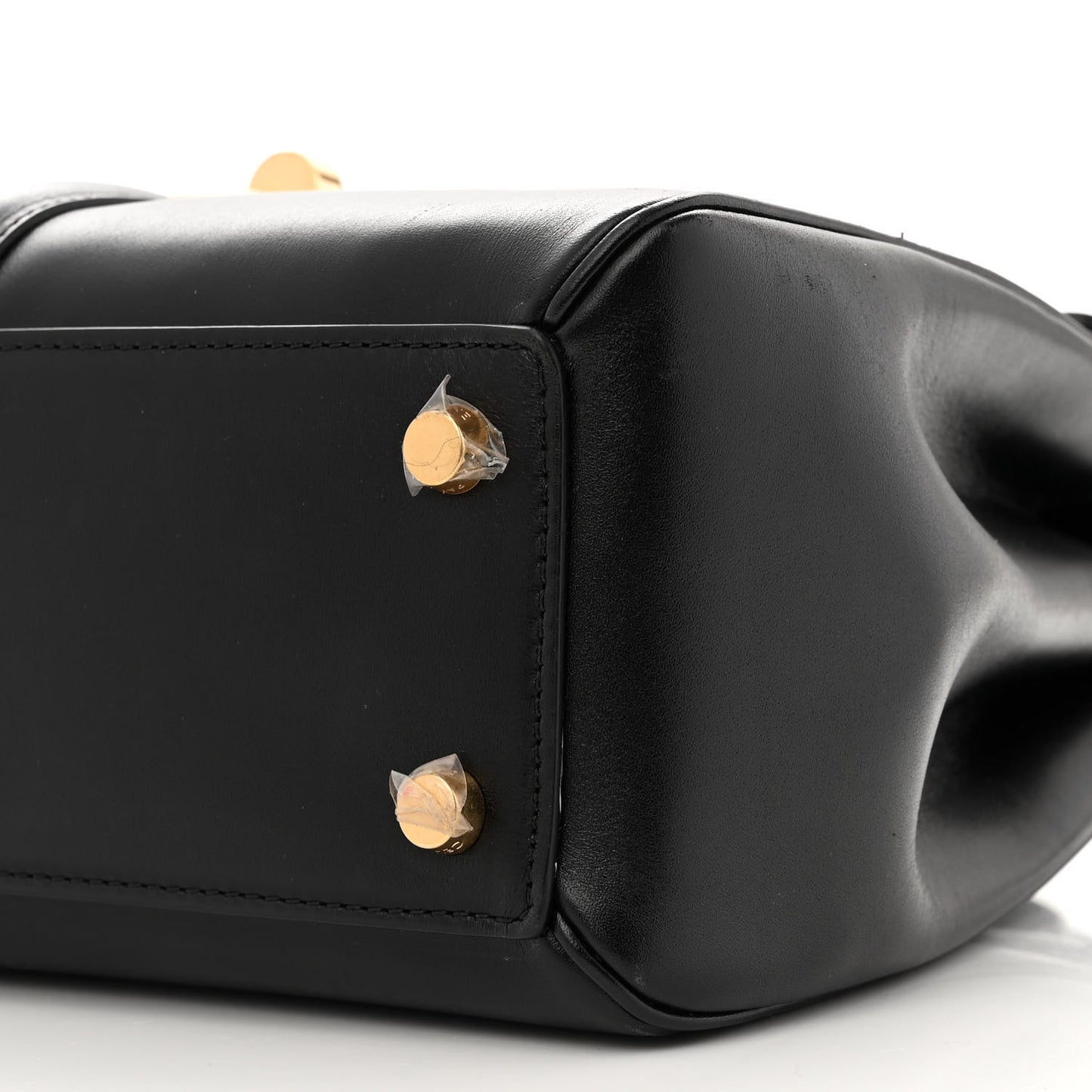 Satinated Calfskin Small 16 Top Handle Bag Black